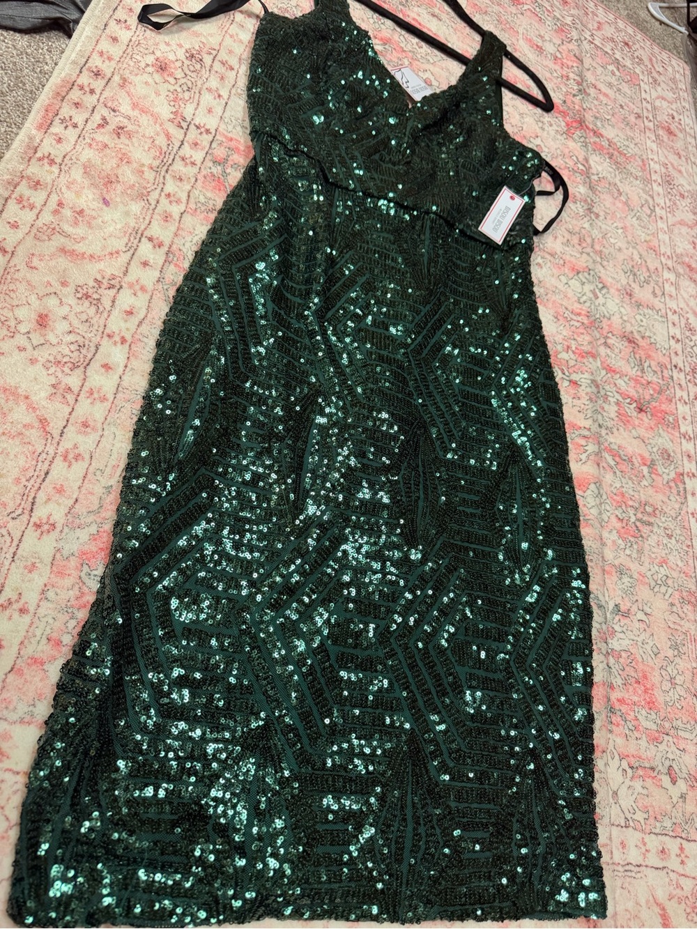 Bisou Bisou Emerald Green Sequin Midi Dress